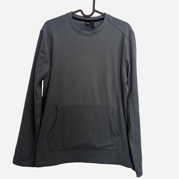 Z BY ZELLA Dusty Blue Pullover Crewneck Kangaroo Pouch Pocket Sweatshirt Small - Picture 1 of 5